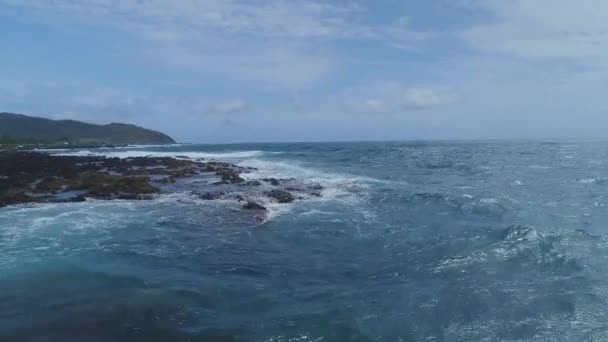 Aerial Ocean Waves Oahu Hawaii — стоковое видео