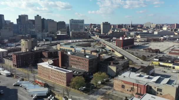 Aerial Downtown Baltimora Maryland — Video Stock