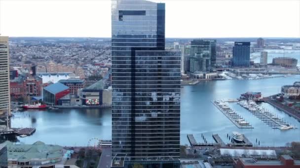 Aerial Downtown Baltimore Maryland — Stock video