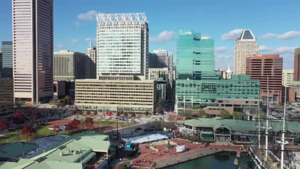 Aerial Downtown Baltimore Maryland — Stok Video