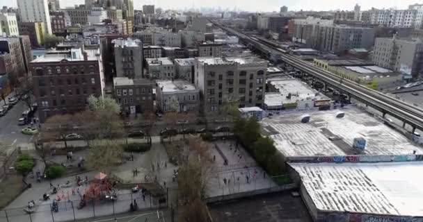 Aerial Close Bronx Neighborhood New York City — Stock Video