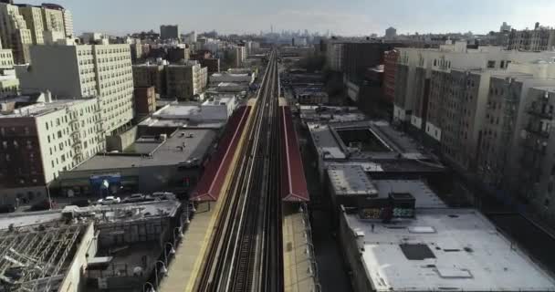 Primer Plano Aéreo Del Metro Del Bronx Ciudad Nueva York — Vídeos de Stock