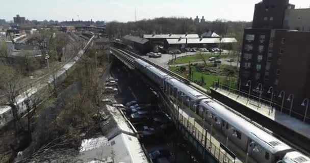 Flyg Från Tunnelbanelinjen Bronx New York — Stockvideo
