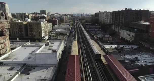 Aerial Close Bronx Metro Train Nova Iorque — Vídeo de Stock