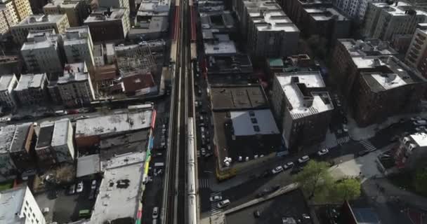 Luchtfoto Hoge Hoek Close Van Bronx Metro Trein New York — Stockvideo