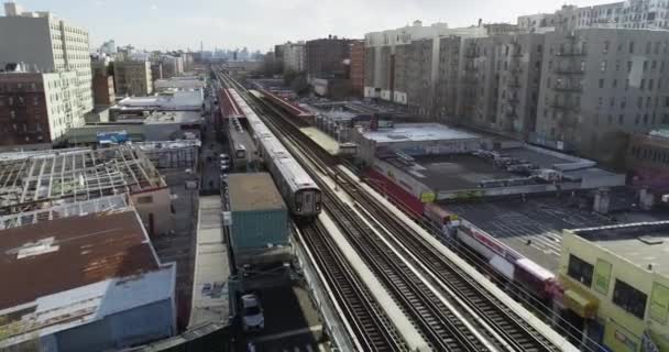 Primer Plano Aéreo Del Metro Del Bronx Ciudad Nueva York — Vídeos de Stock