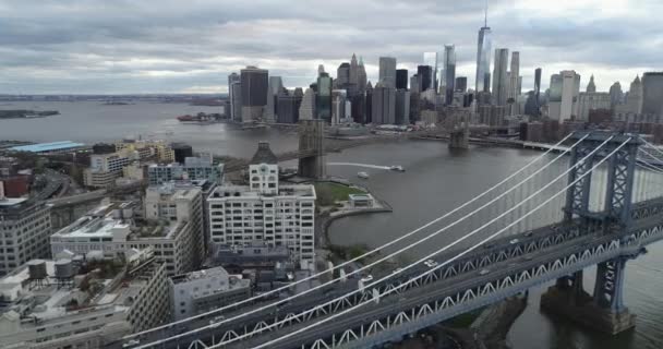 Luftaufnahme Von New York City Von Dumbo Brooklyn — Stockvideo