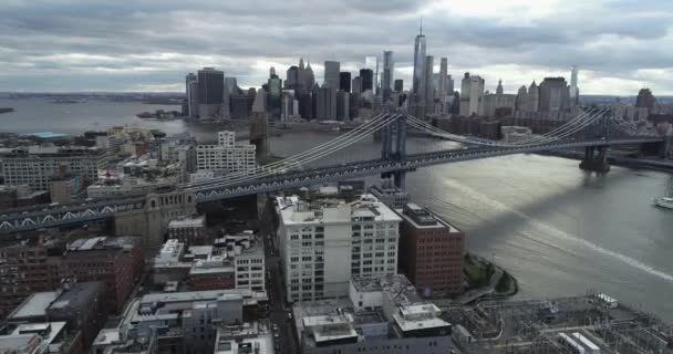 Luftaufnahme Von New York City Von Dumbo Brooklyn — Stockvideo