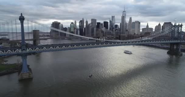 Aerial New York City Dumbo Brooklyn — Stock Video