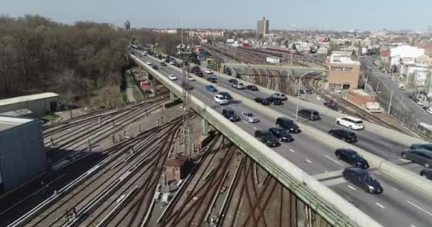 Flyg Från Tunnelbanelinjen Bronx New York — Stockvideo