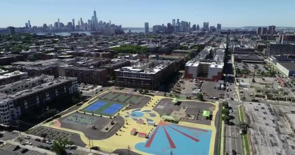 Luchtfoto Van Hoboken Jersey City New Jersey — Stockvideo