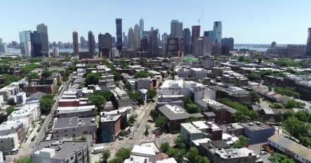 Aerial Jersey City Και Hoboken Νιου Τζέρσεϊ — Αρχείο Βίντεο