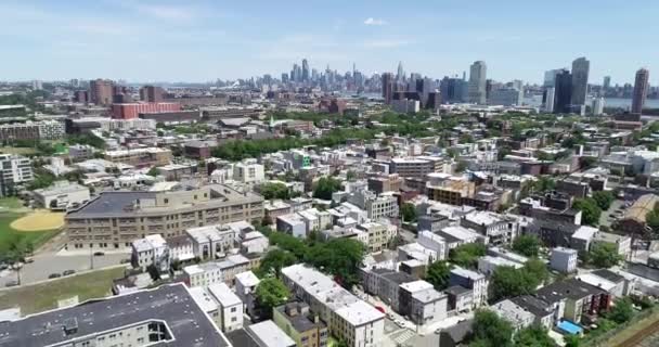 Luchtfoto Van Jersey City Hoboken New Jersey — Stockvideo