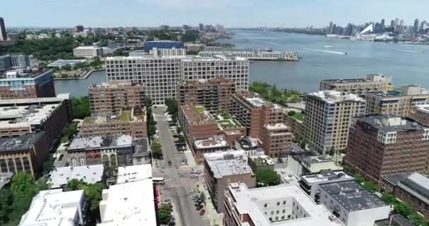Aerial Hoboken New Jersey June 2018 — стоковое видео