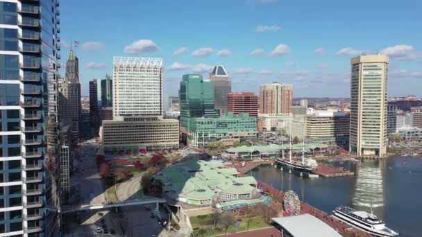 巴尔的摩市中心的空中录像 — 图库视频影像