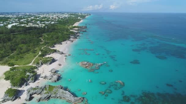 Luchtfoto Van Het Landschap Stranden Bermuda — Stockvideo