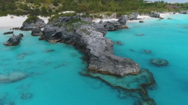 Flygfoto Över Landskapet Och Stränderna Bermuda — Stockvideo