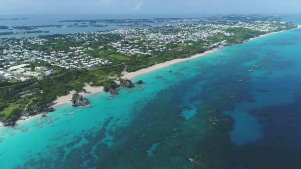 Luchtfoto Van Het Landschap Stranden Bermuda — Stockvideo