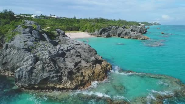 Luchtfoto Van Het Landschap Stranden Bermuda — Stockvideo