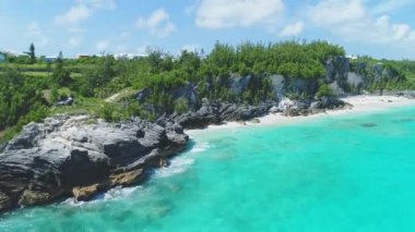 Bermuda 'daki manzara ve plajların hava görüntüleri.
