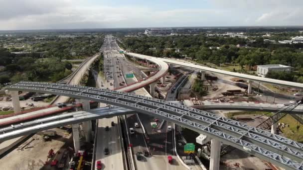 Luchtfoto Van Aanbouw Zijnde Snelweg Orlando Florida — Stockvideo