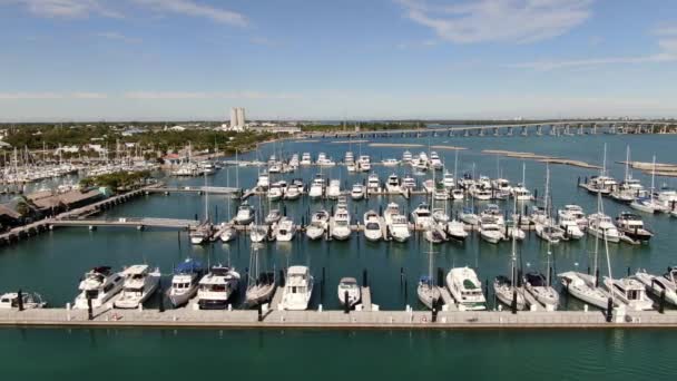 Aerial Boats Docked Waterfront Fort Pierce Florida — Stock Video