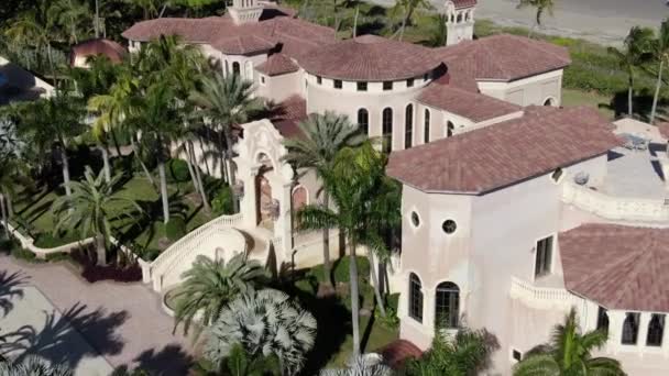 Aerial Waterfront Mansion Fort Pierce Florida — стокове відео