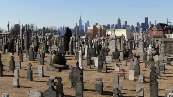 Queens Cemetery Diverso Lugar Descanso Ciudad Nueva York Comprende Varios — Vídeos de Stock