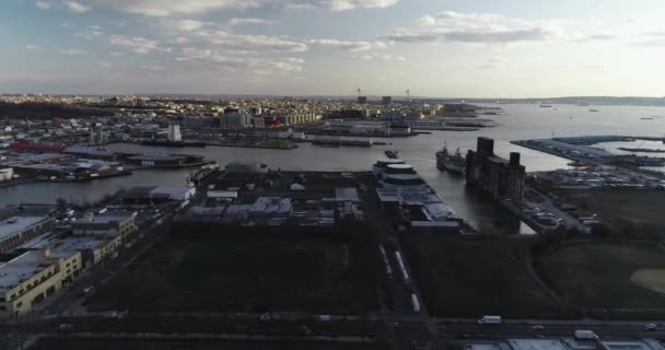 Vue Aérienne Nyc Skyline Red Hook Brooklyn — Video