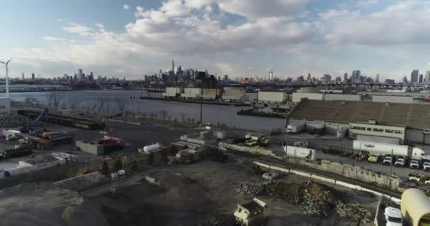 Letadlo New York Skyline Red Hooku Brooklynu — Stock video