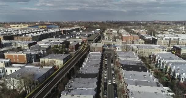 Aérea Área Residencial Queens Nueva York — Vídeos de Stock