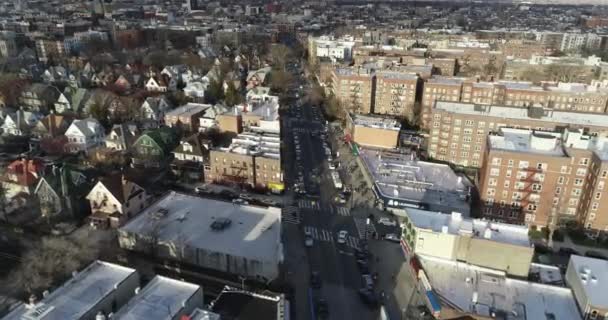 Luchtfoto Van Woonwijk Queens New York — Stockvideo