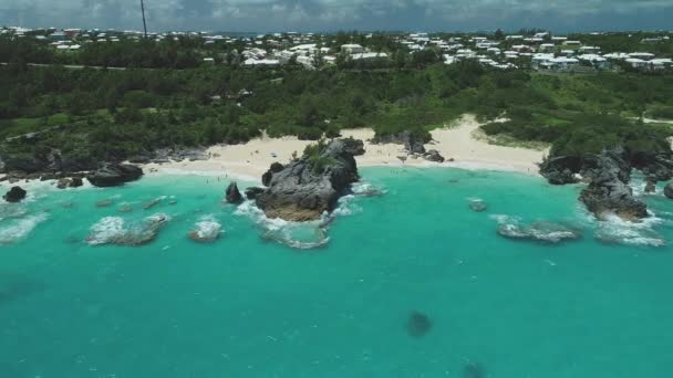 Luchtfoto Van Stranden Landschap Bermuda — Stockvideo