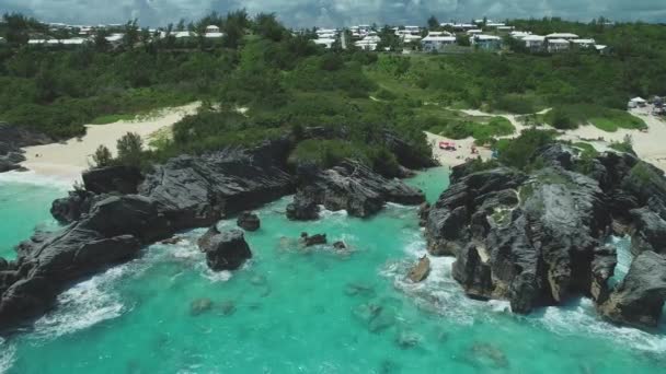 Luchtfoto Van Stranden Landschap Bermuda — Stockvideo