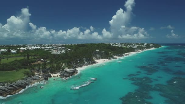 Luftaufnahme Von Stränden Und Landschaft Auf Bermuda — Stockvideo