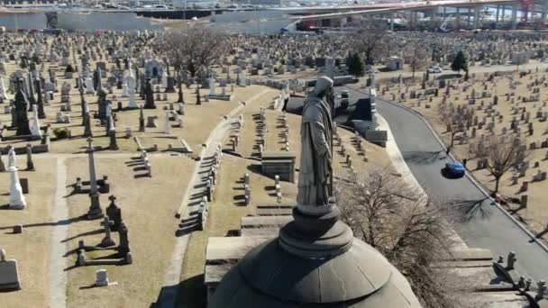 Queens Cemetery Een Gevarieerde Rustplaats New York City Bestaat Uit — Stockvideo