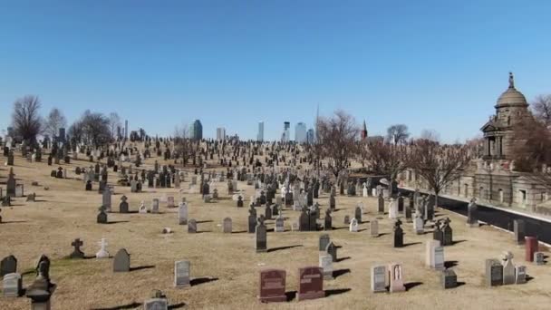 クイーンズ墓地空中ニューヨークの背景 — ストック動画