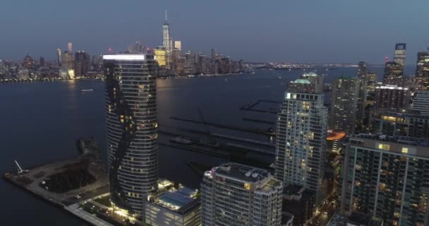 Jersey City Nin Pan Sağ Havası New Jersey Gece Yarısı — Stok video