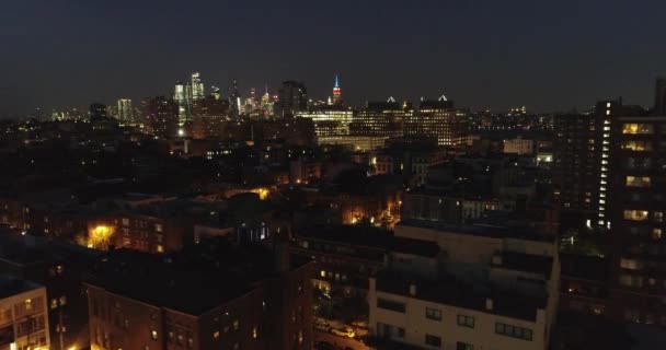 Nyc Metro Skudt Med Drone Aerial Manhattan New Jersey Hudson – Stock-video