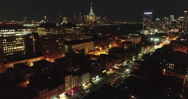 Полиция Нью Йорка Снимает Дрон Эйриэл Манхэттен Нью Джерси Реке Видеоклип