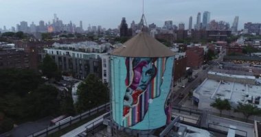 NYC Metro Drone Aerial ile çekim yapıyor. Manhattan ve New Jersey Hudson Nehri üzerinde
