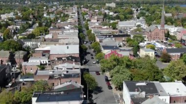 NYC Metro Drone Aerial ile çekim yapıyor. Manhattan ve New Jersey Hudson Nehri üzerinde