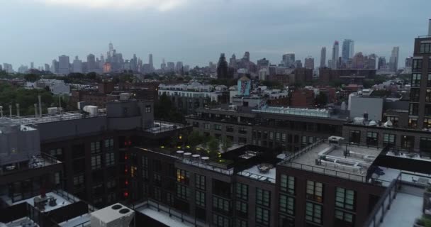 Nyc Metro Schoss Mit Drohne Aus Der Luft Manhattan Und — Stockvideo