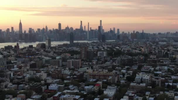 Nyc Metro Shot Drone Aerial Μανχάταν Και Νιου Τζέρσεϊ Στον — Αρχείο Βίντεο