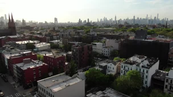 Метро Нью Йорка Стріляло Drone Air Манхеттен Нью Джерсі Річці — стокове відео