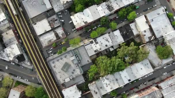 Nyc Metro Ammuttiin Drone Aerialilla Manhattan New Jersey Hudson Joella — kuvapankkivideo