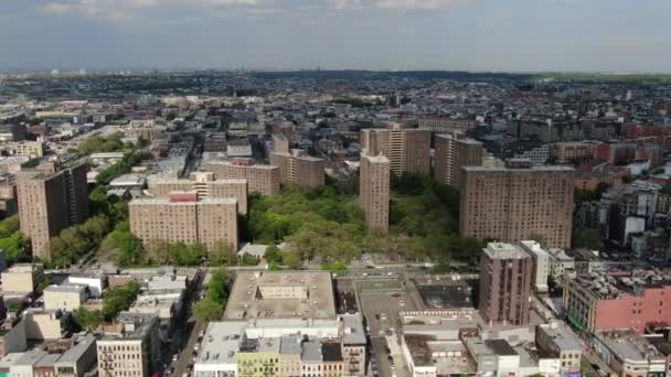 Nyc地下鉄はドローン エアリアンで撮影された ハドソン川のマンハッタンとニュージャージー — ストック動画