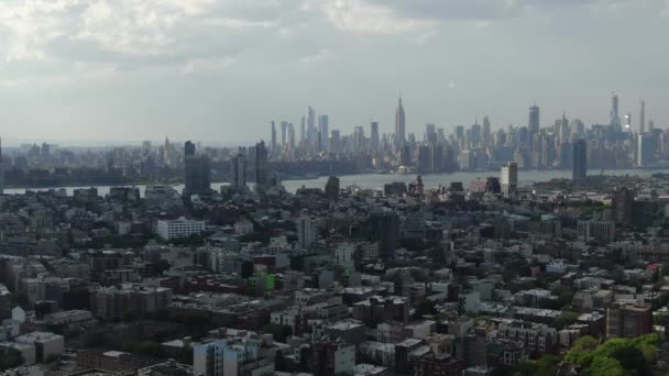 Newyorská Policie Střílela Drone Aerial Manhattan New Jersey Řece Hudson — Stock video