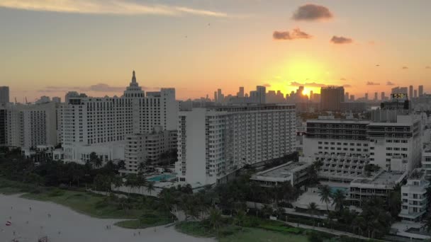 Aerial Miami Florida Skyline Sunset — Stock Video