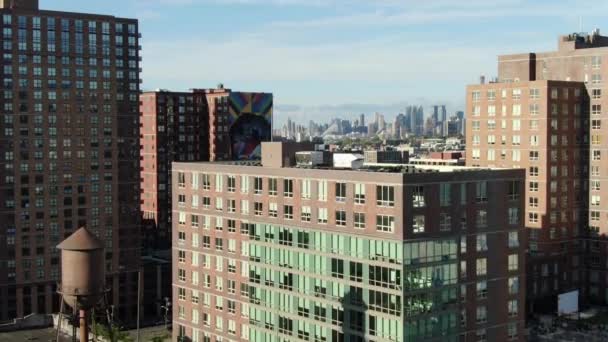 Aerial Till Väggmålning Jersey City New Jersey — Stockvideo